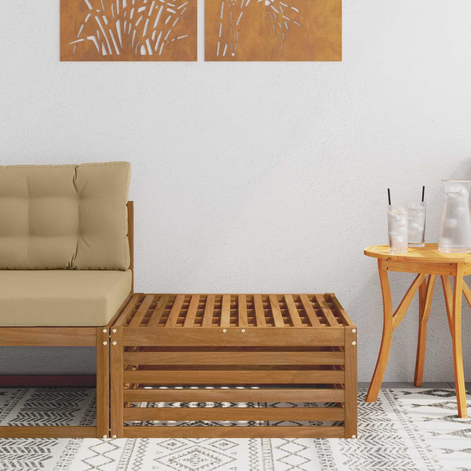 vidaXL Външна табуретка Естествен 79 x 79 x 37 см
