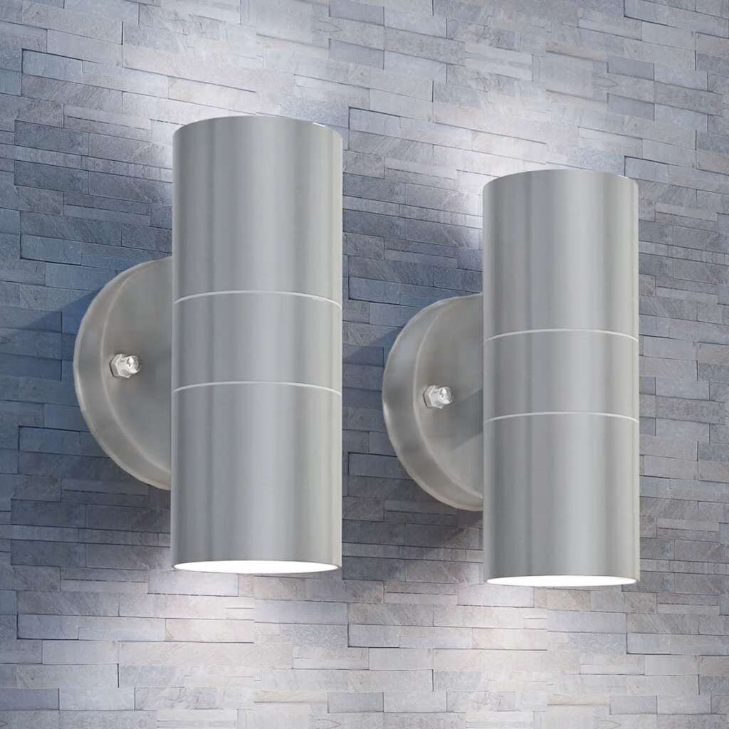 vidaXL Външни LED лампи 2бр неръждаема стомана насочени горе/долу