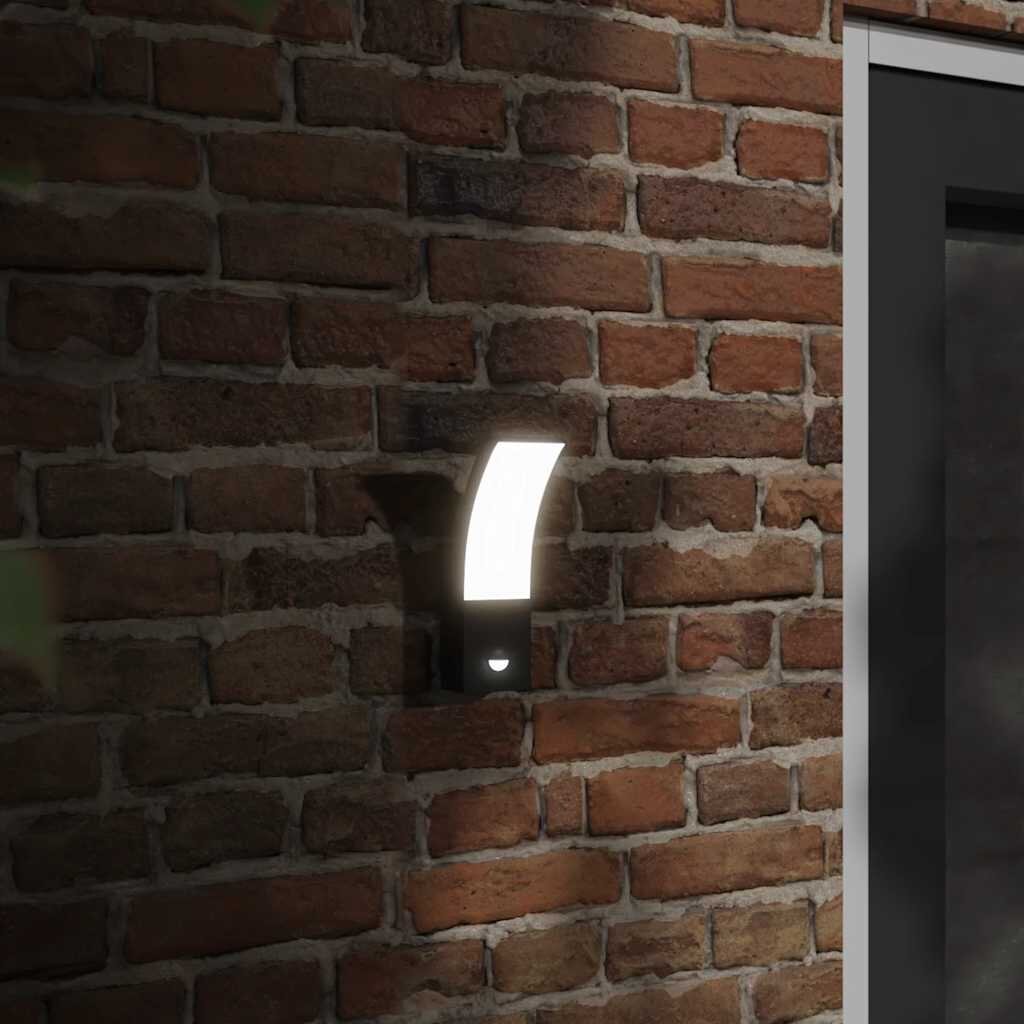 vidaXL Външни LED стенни лампи със сензори 2 бр черен лят алуминий