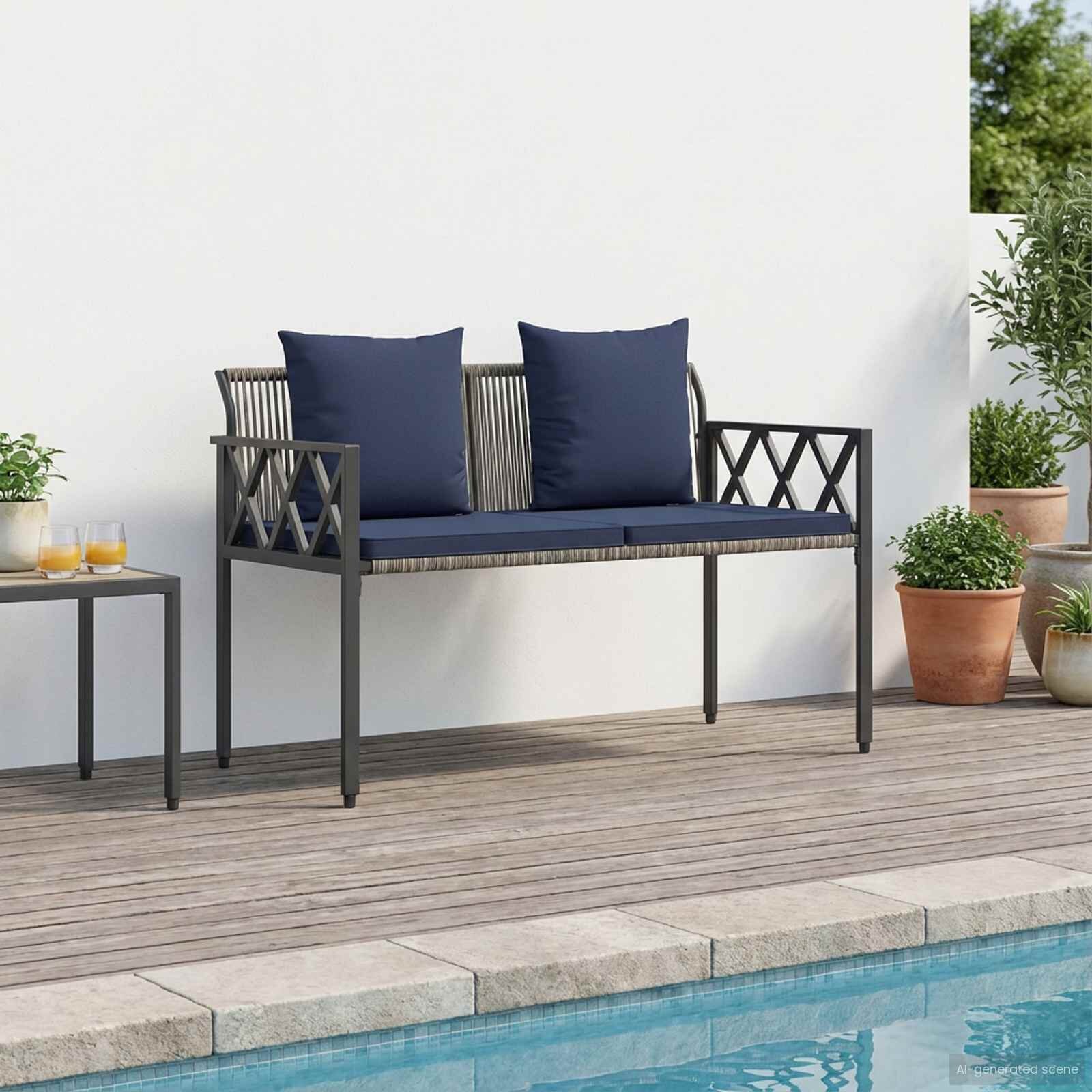 vidaXL Външни пейки 2 -Seater 116 x 56 x 75 см полиратан