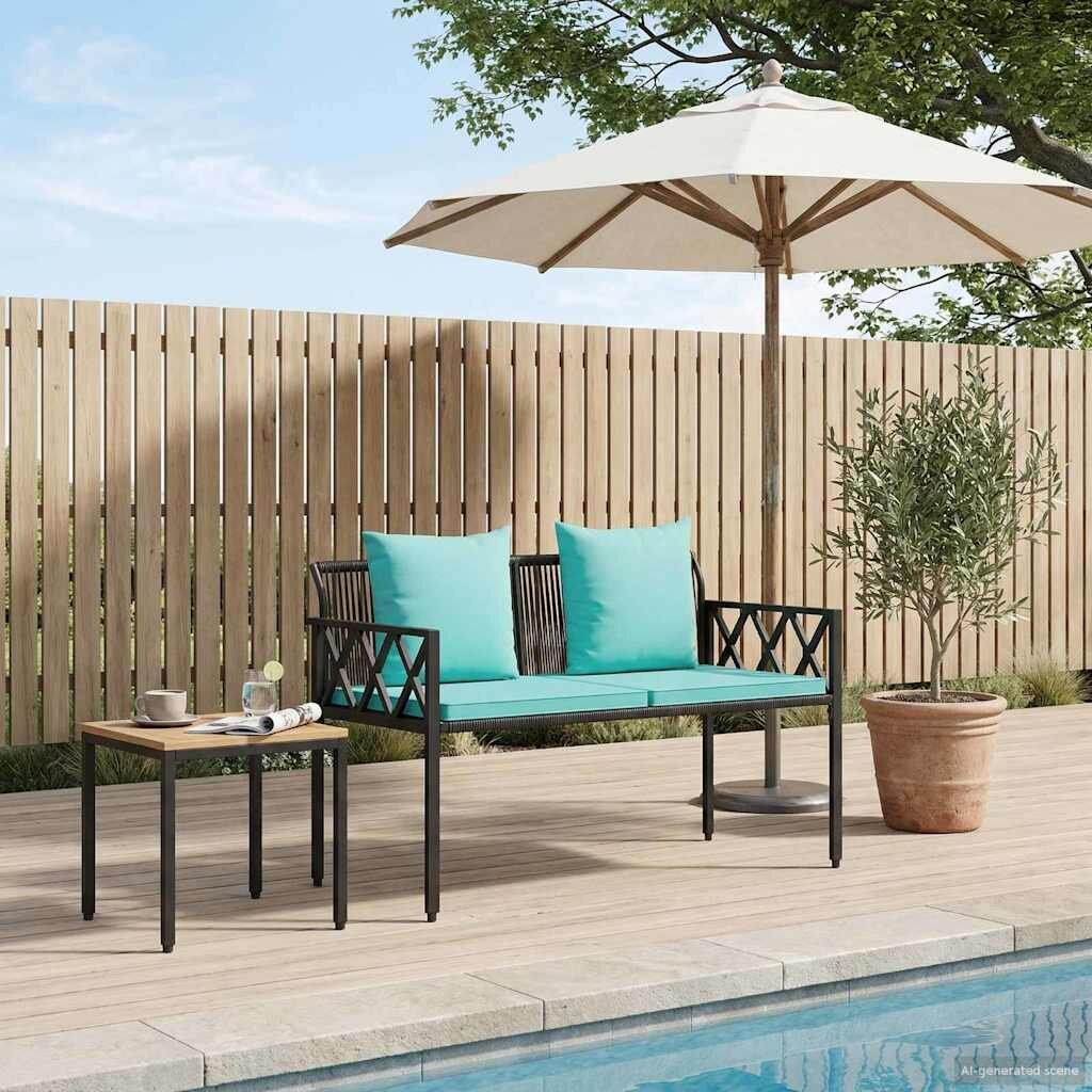 vidaXL Външни пейки 2 -Seater 116 x 56 x 75 см полиратан