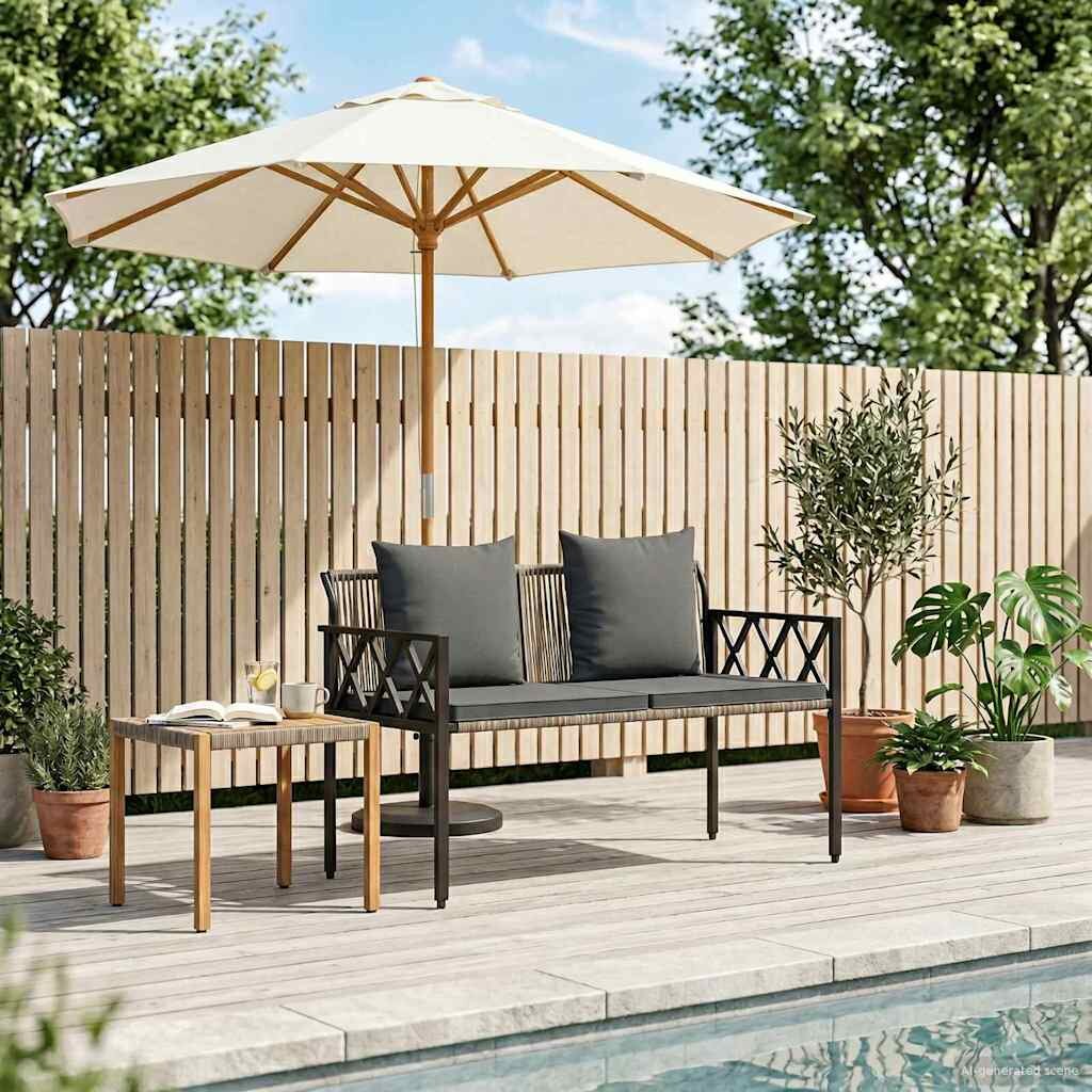 vidaXL Външни пейки 2 -Seater 116 x 56 x 75 см полиратан