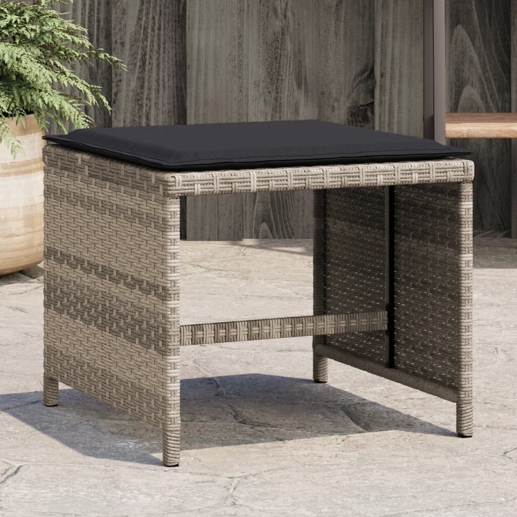 vidaXL Външни табуретки с възглавници 4 бр светлосиви 40x40x35 см