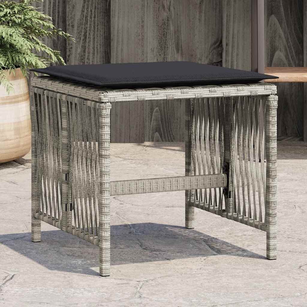 vidaXL Външни табуретки с възглавници 4 бр светлосиви 41x41x36 см