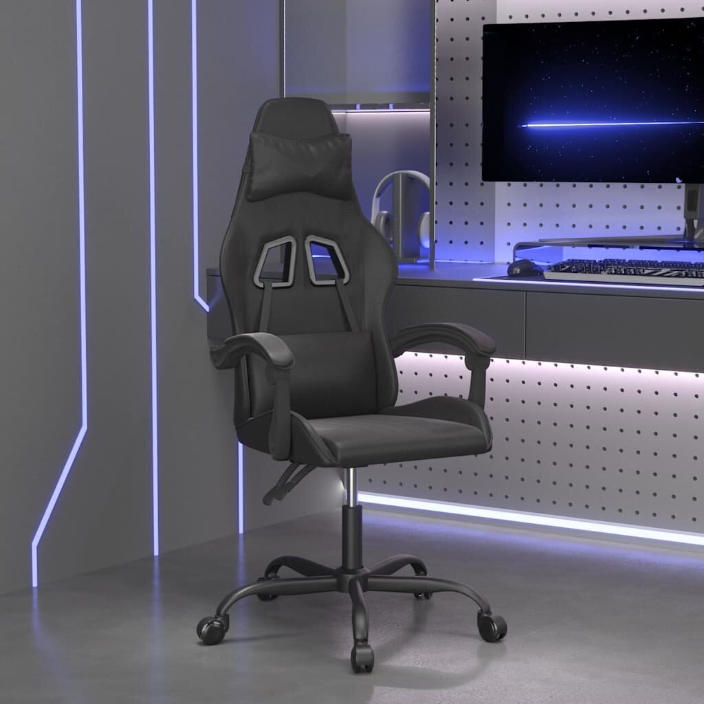 vidaXL Въртящ гейминг стол черен изкуствена кожа