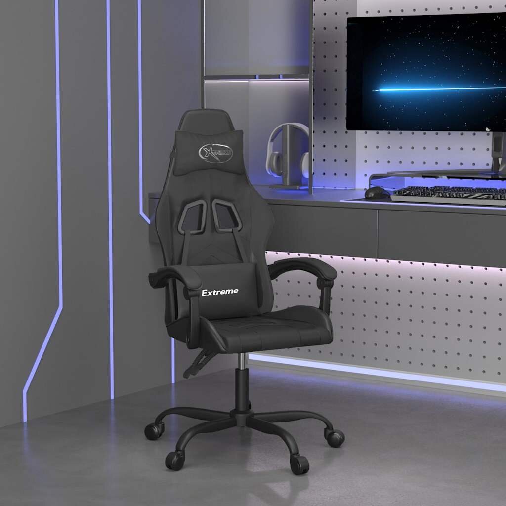 vidaXL Въртящ гейминг стол черен изкуствена кожа