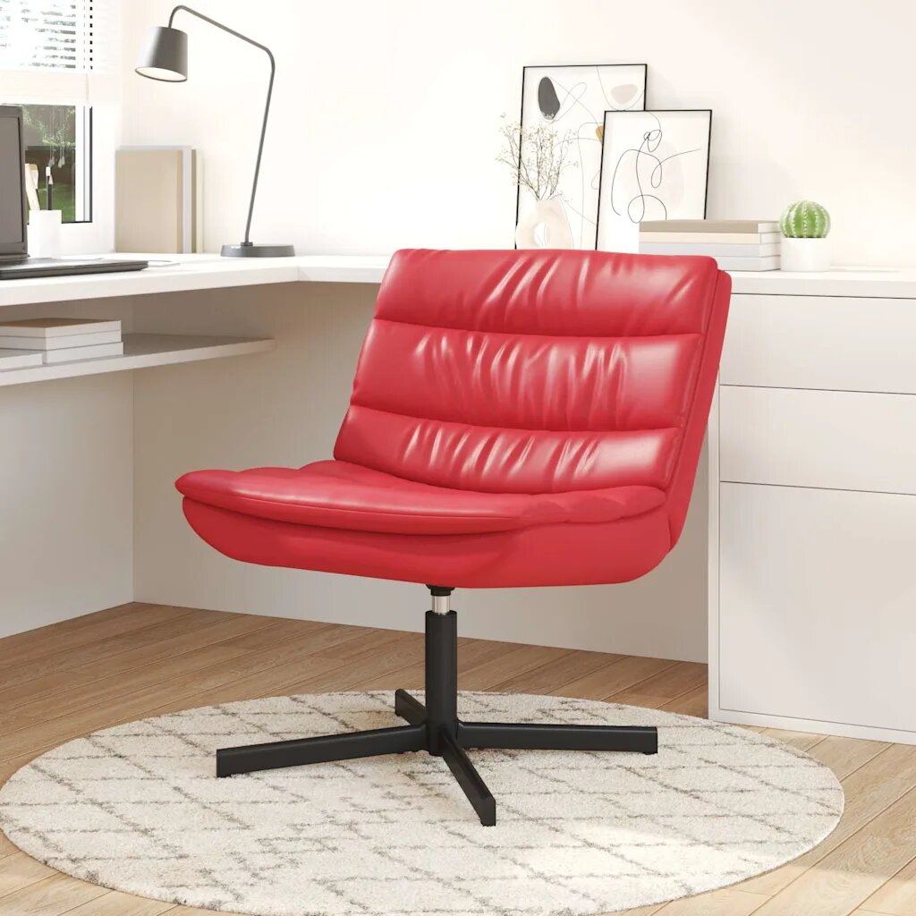 vidaXL Въртящ се стол Червено 63 x 75 x 76 см Изкуствена