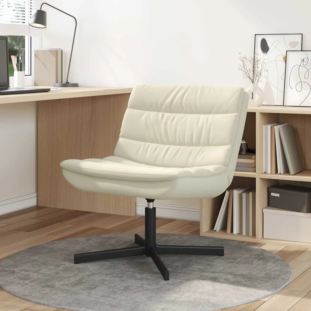 vidaXL Въртящ се стол Крем 63 x 75 x 76 см Изкуствена