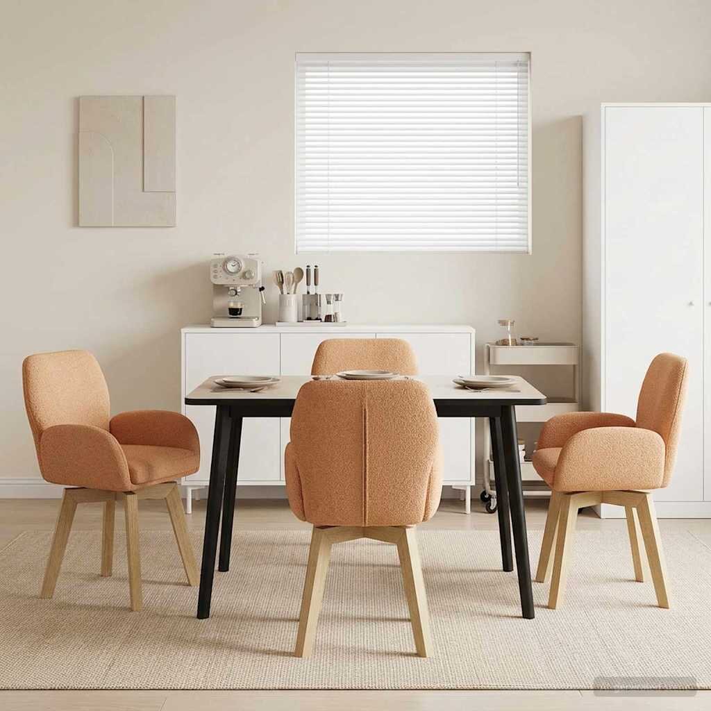 vidaXL Въртящи се трапезни столове 4 бр. Букле Бежово 54 x 58 x 87 см