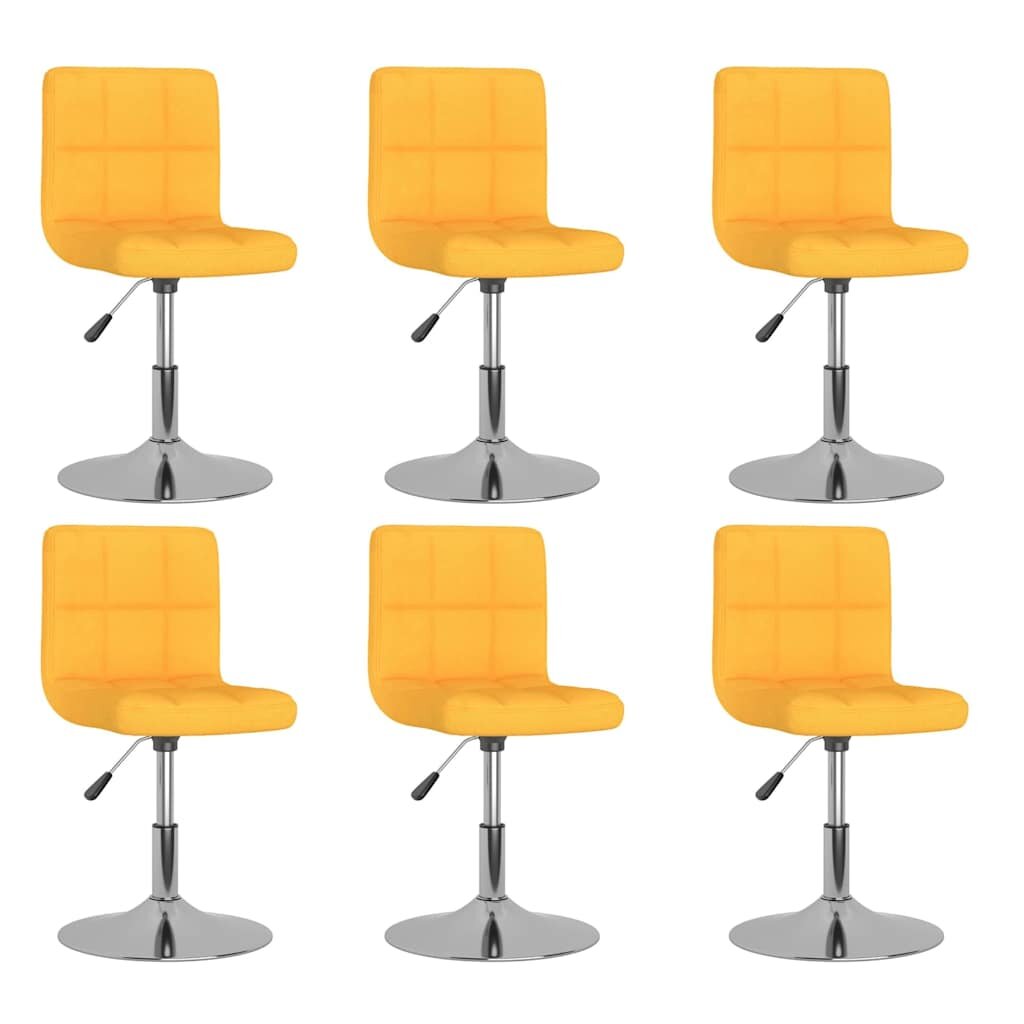 vidaXL Въртящи се трапезни столове 6 бр жълти текстил