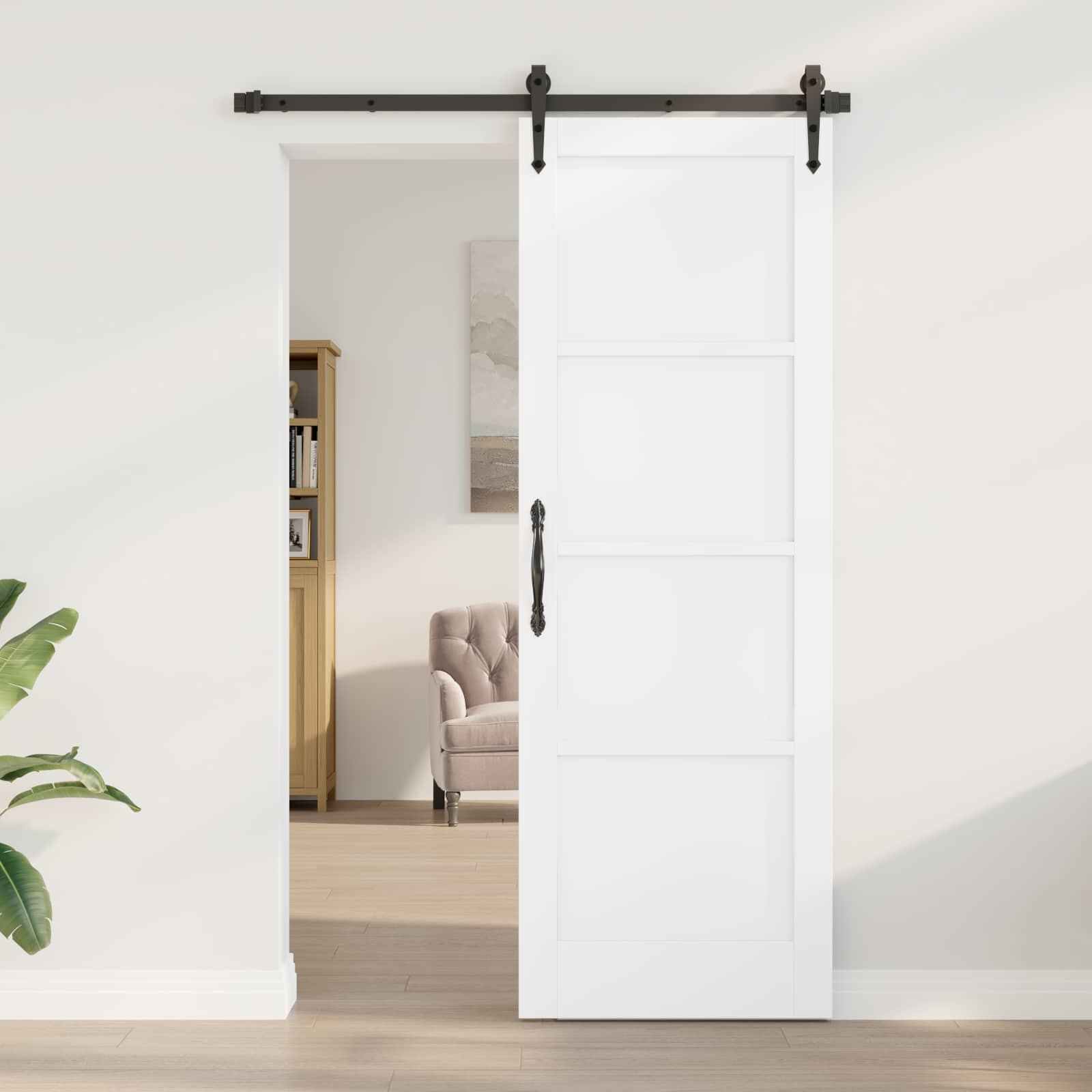 vidaXL Вътрешна врата 735 x 211 см Шперплат Бяло