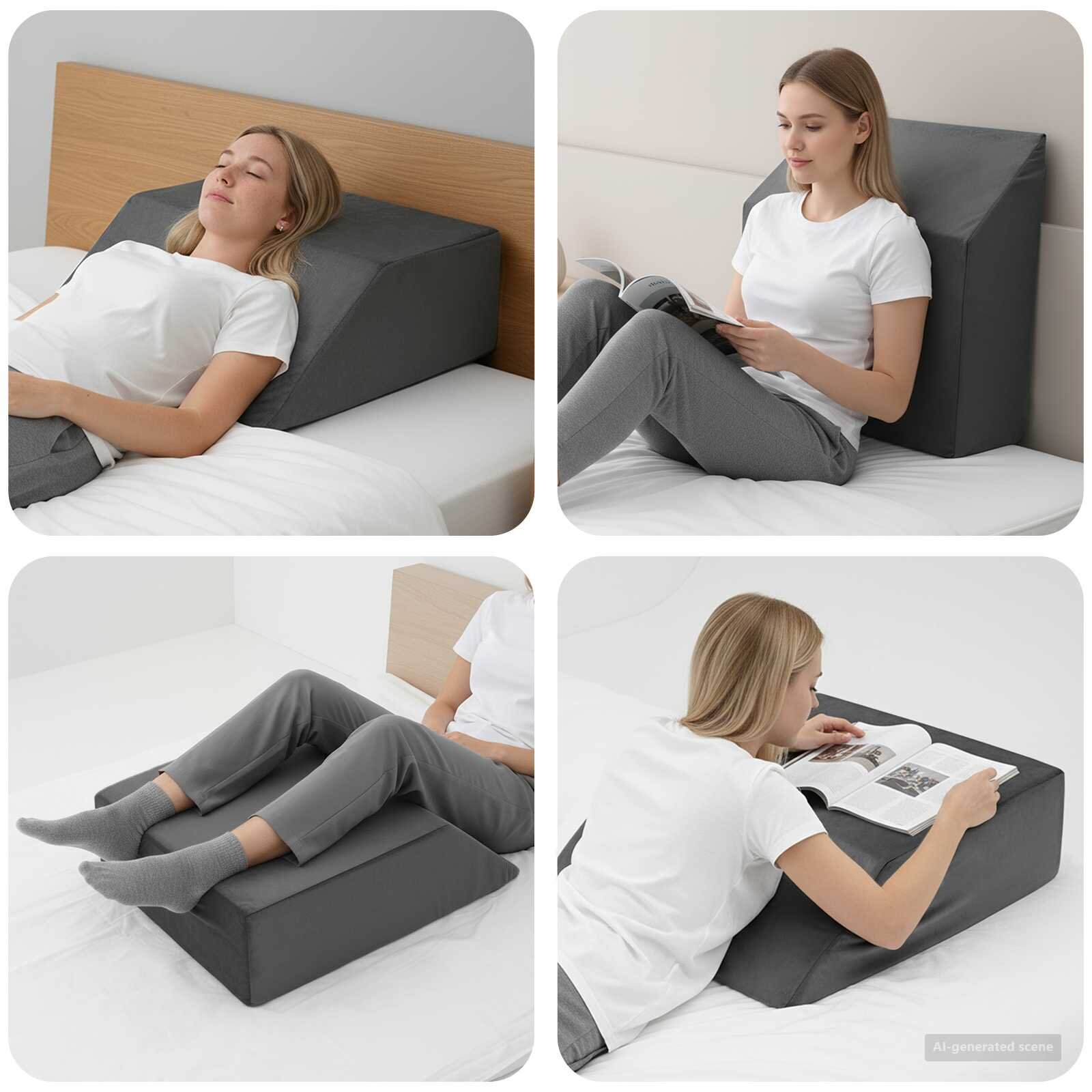 vidaXL Възглавничка за крака 63 x 52 x 19 см Твърд PU пяна Сив