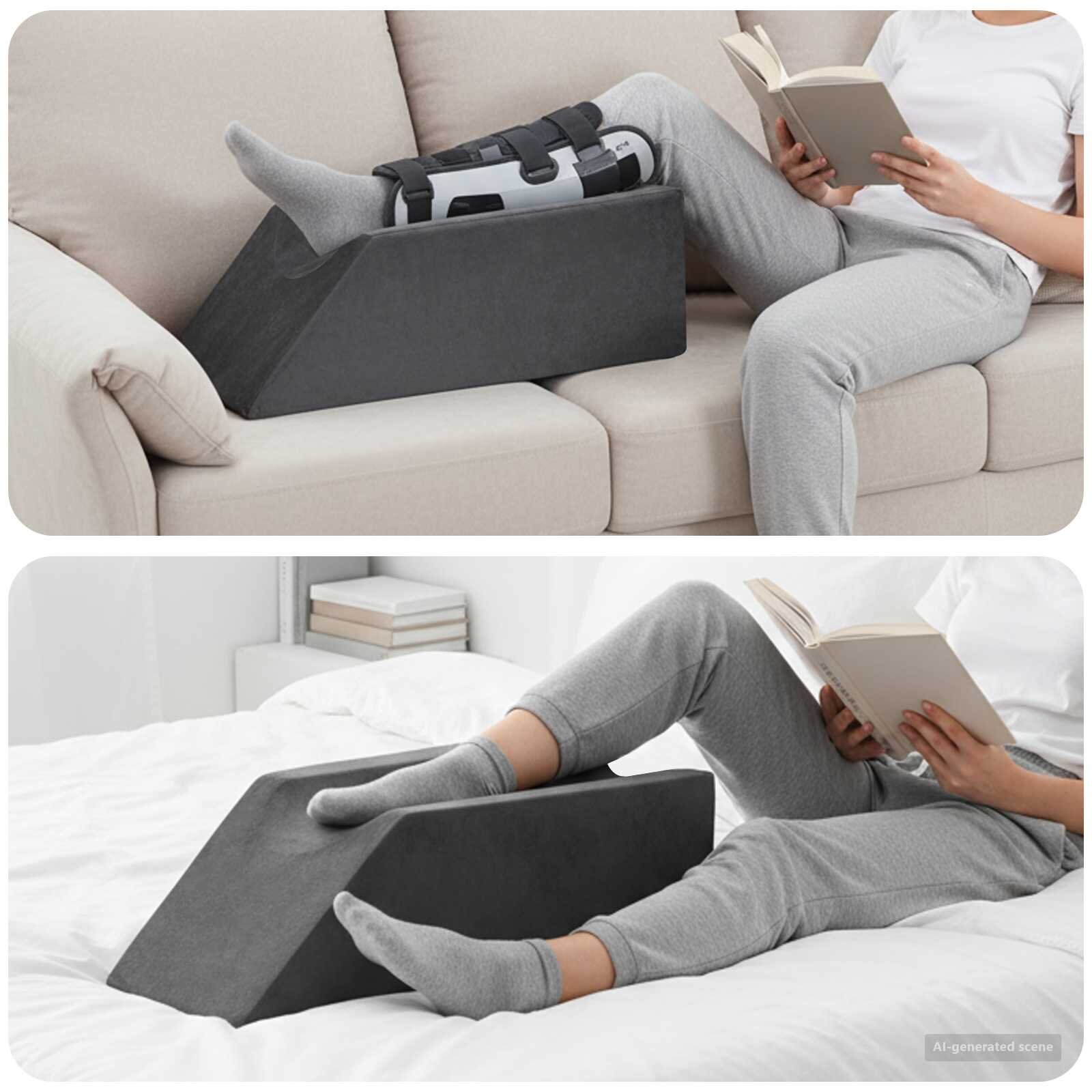 vidaXL Възглавничка за крака 68 x 25 x 215 см Твърд PU пяна Сиво