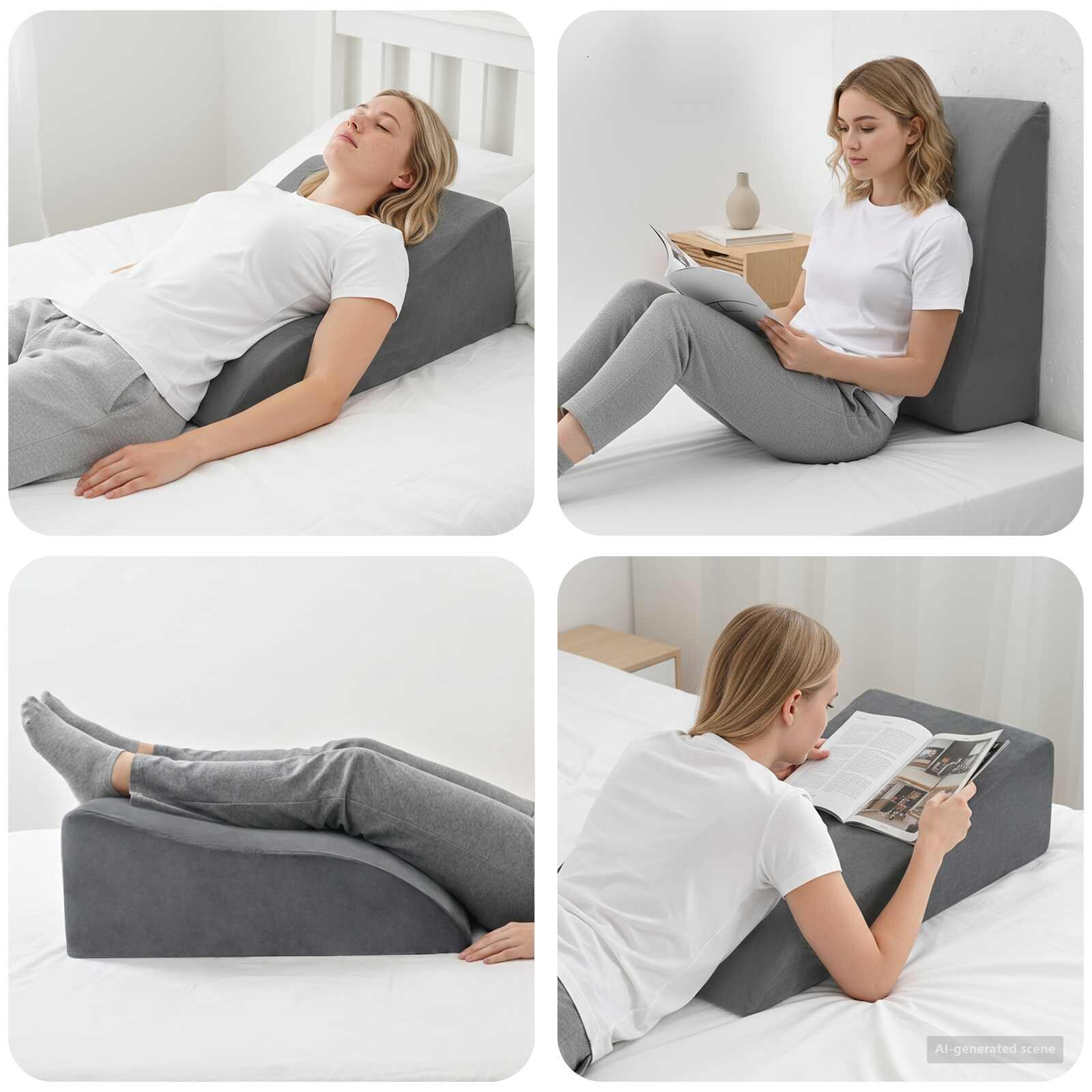vidaXL Възглавничка за крака 68 x 40 x 18 см PU пяна Сиво