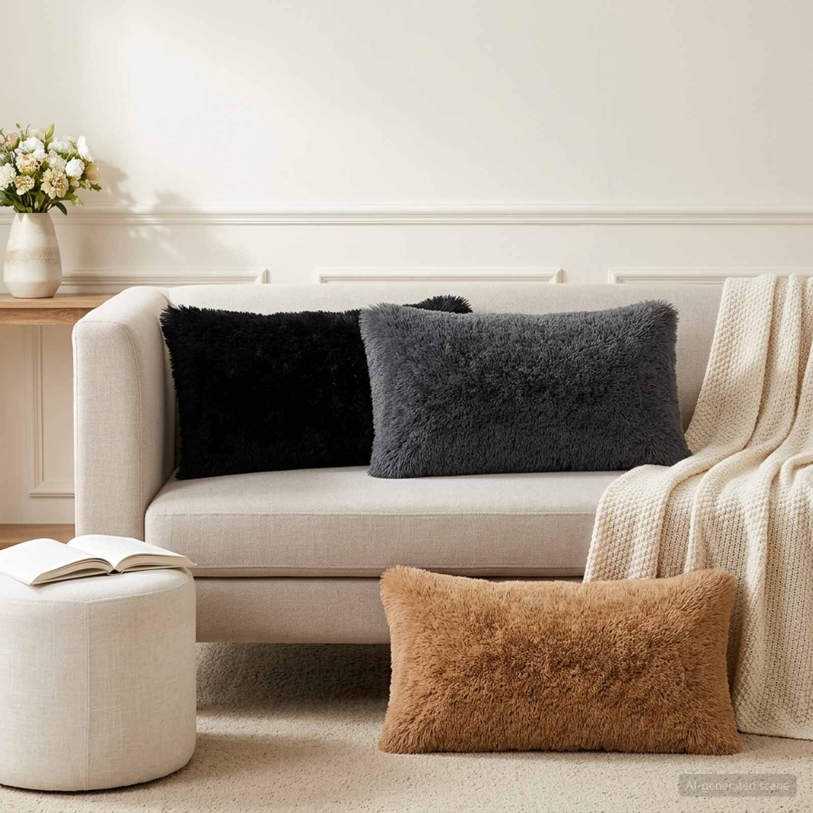 vidaXL Възглавница с възглавница HEERLEN 2 бр. Таупе ПВ флийс