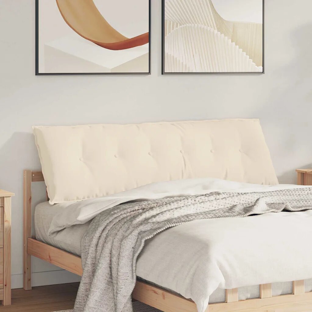 vidaXL Възглавница за гръб Бежово 160 x 50 cm Микрофибърна тъкан