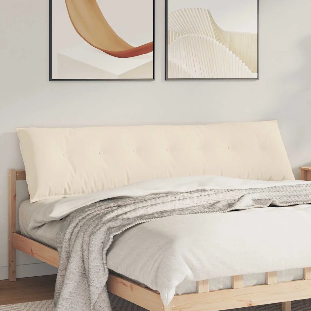 vidaXL Възглавница за гръб Бежово 200 x 50 x 19 cm Микрофибърна тъкан