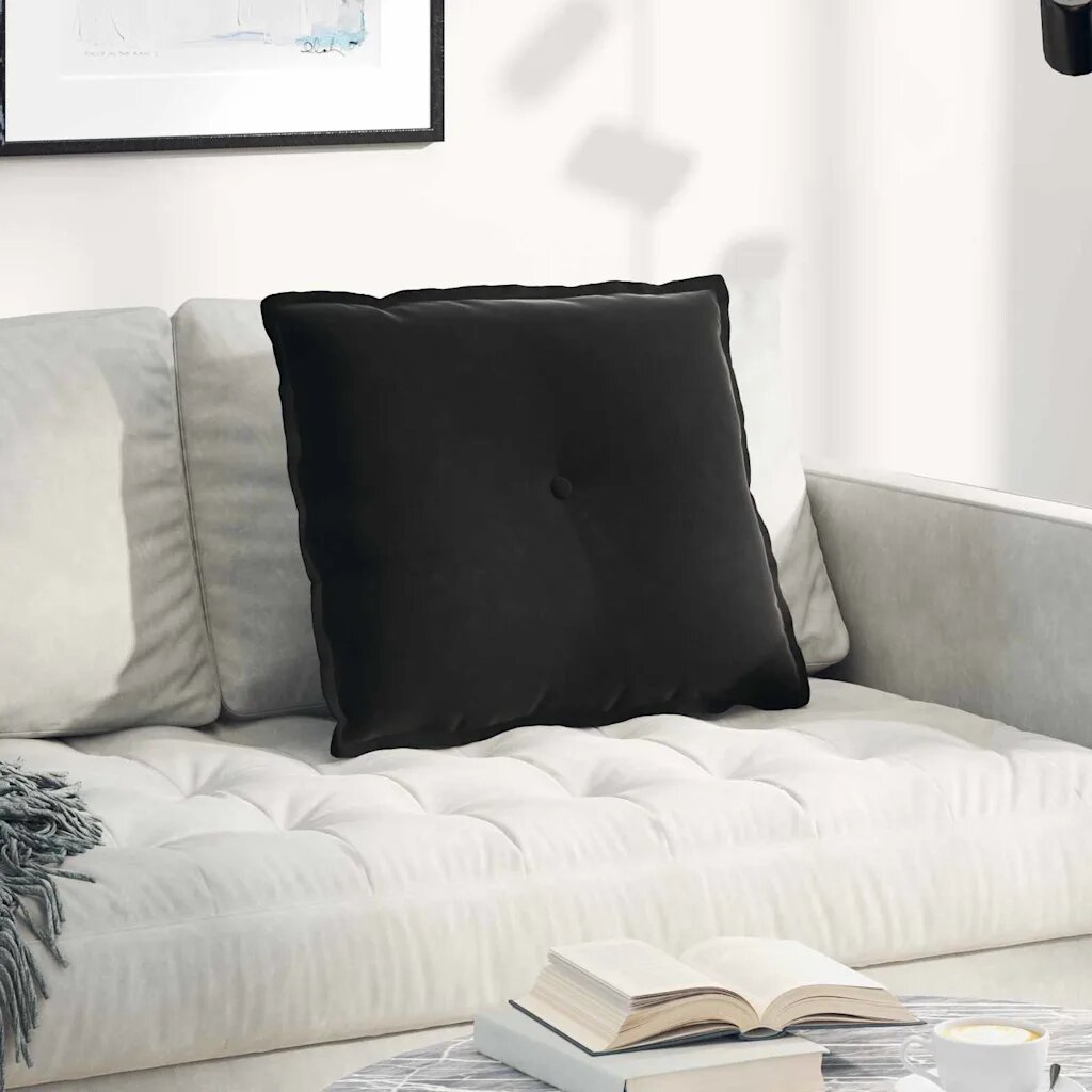 vidaXL Възглавница за гръб Черно 60 x 50 cm Кордюрова тъкан