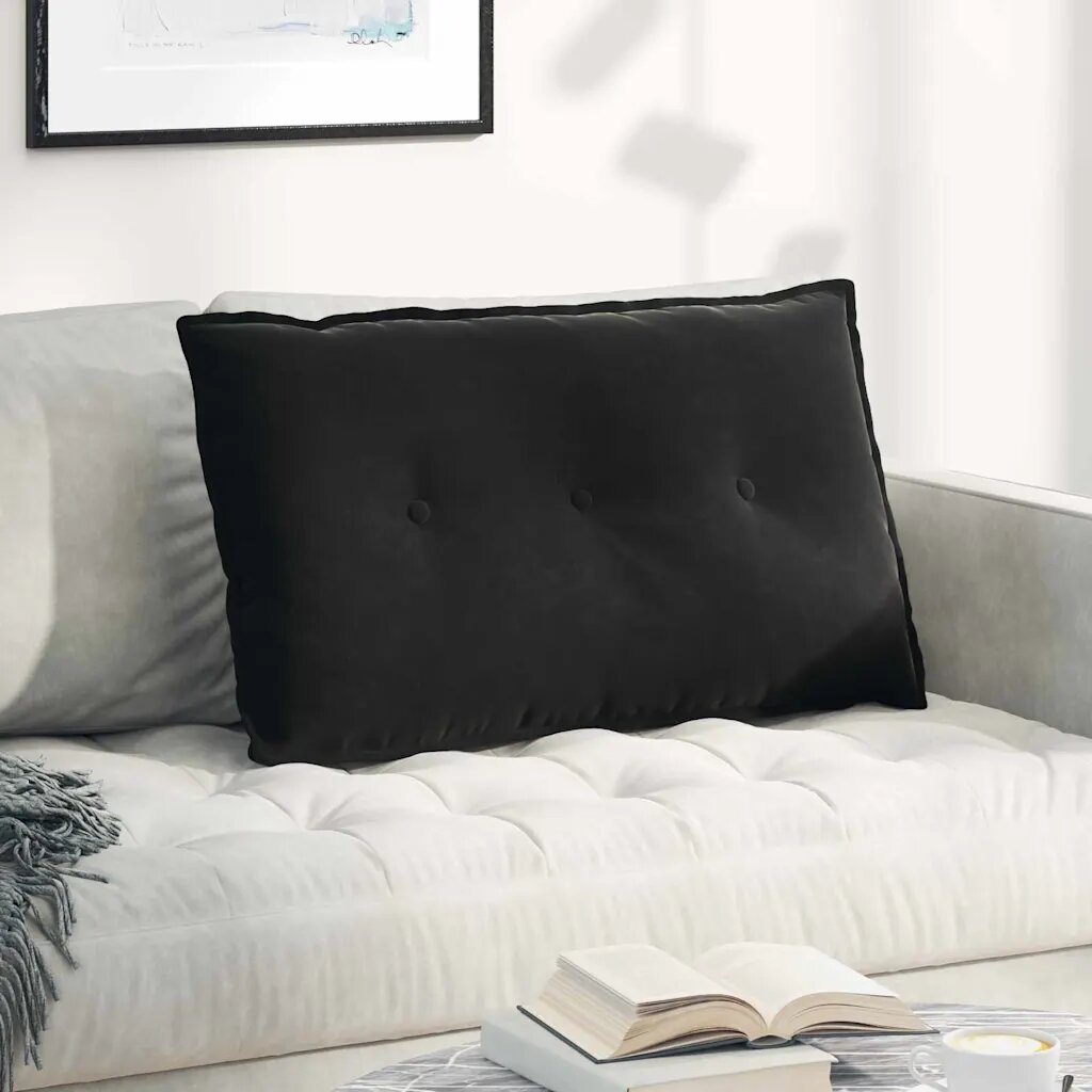 vidaXL Възглавница за гръб Черно 80 x 50 cm Кордюрова тъкан