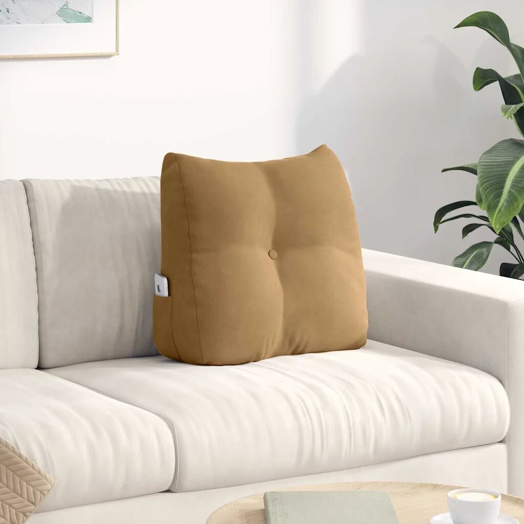 vidaXL Възглавница за гръб Кафяво 45 x 24 x 50 см Кадифе