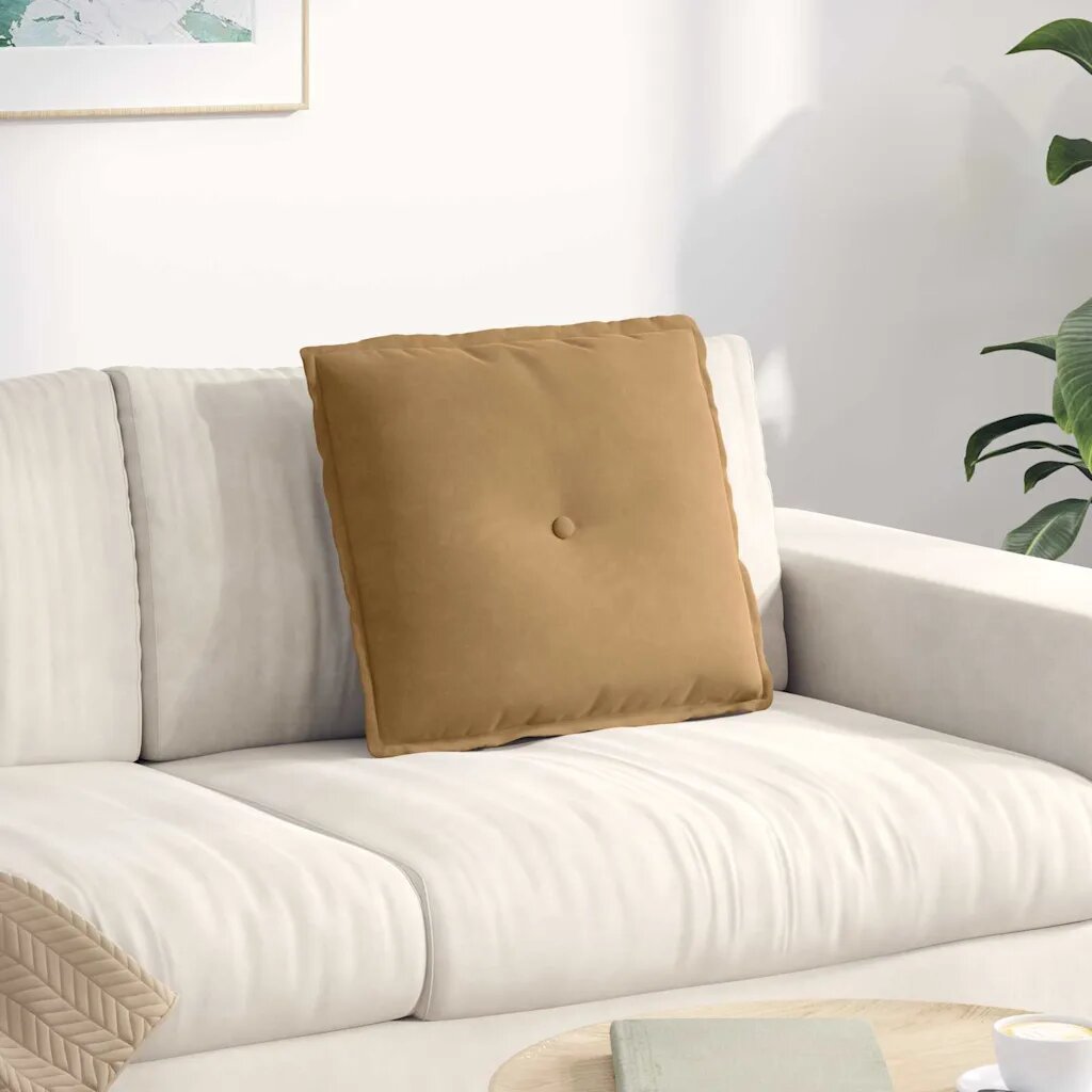 vidaXL Възглавница за гръб Кафяво 50 x 45 см Кордюрова тъкан