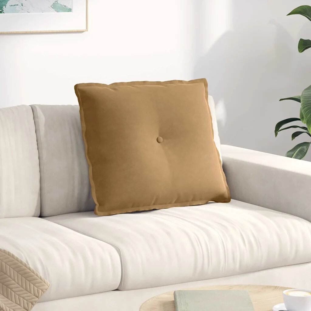 vidaXL Възглавница за гръб Кафяво 60 x 50 cm Кордюрова тъкан
