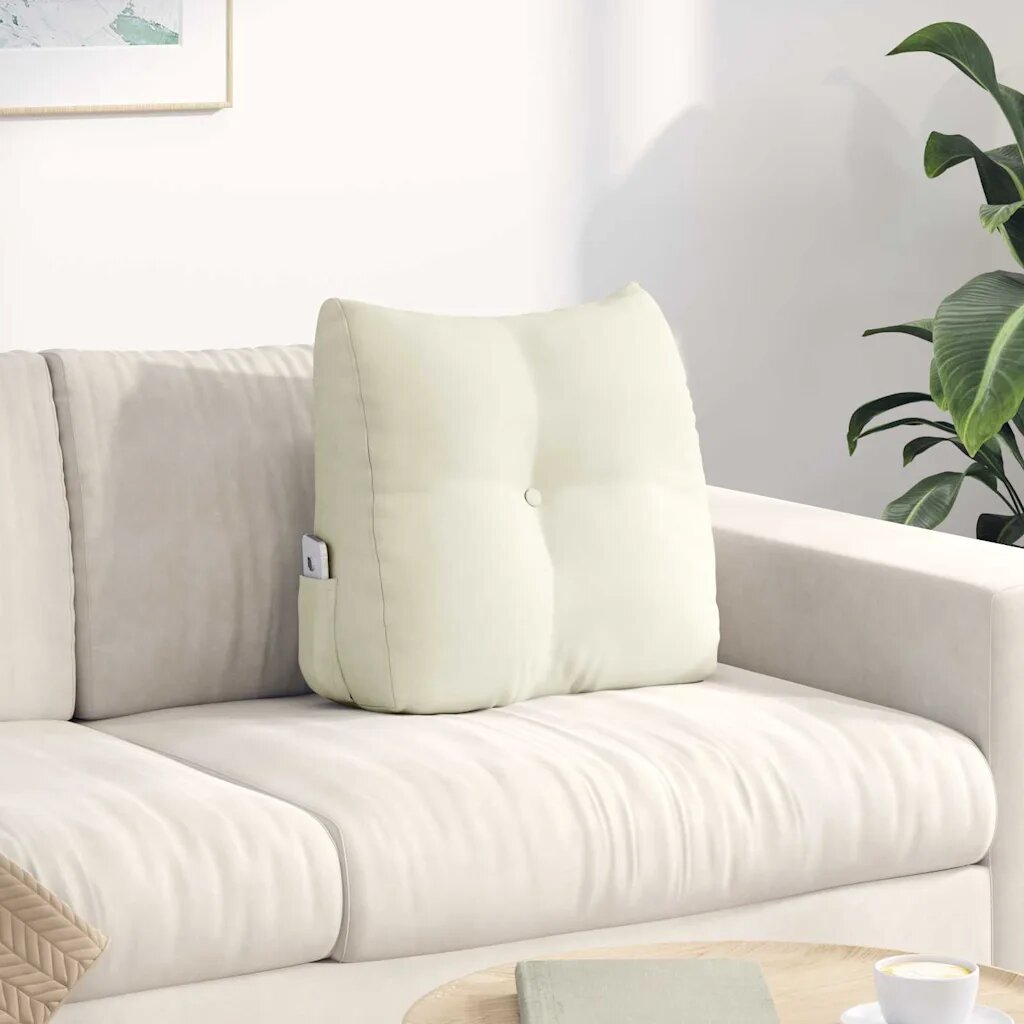 vidaXL Възглавница за гръб Крем 45 x 24 x 50 см Кадифе
