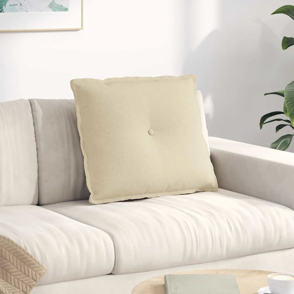 vidaXL Възглавница за гръб Крем 60 x 50 x 19 cm текстил
