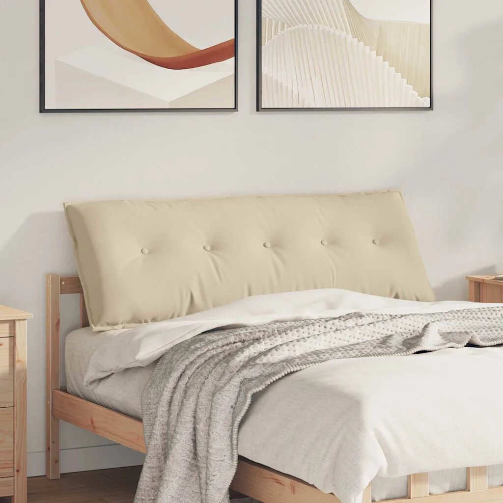 vidaXL Възглавница за гръб Кремаво 140 x 50 cm Микрофибърна тъкан