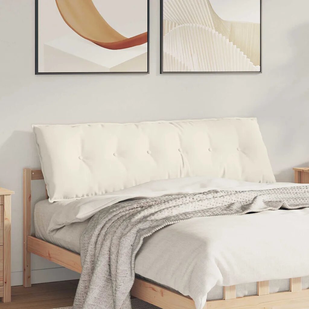 vidaXL Възглавница за гръб Кремаво 160 x 50 cm Кордюрова тъкан