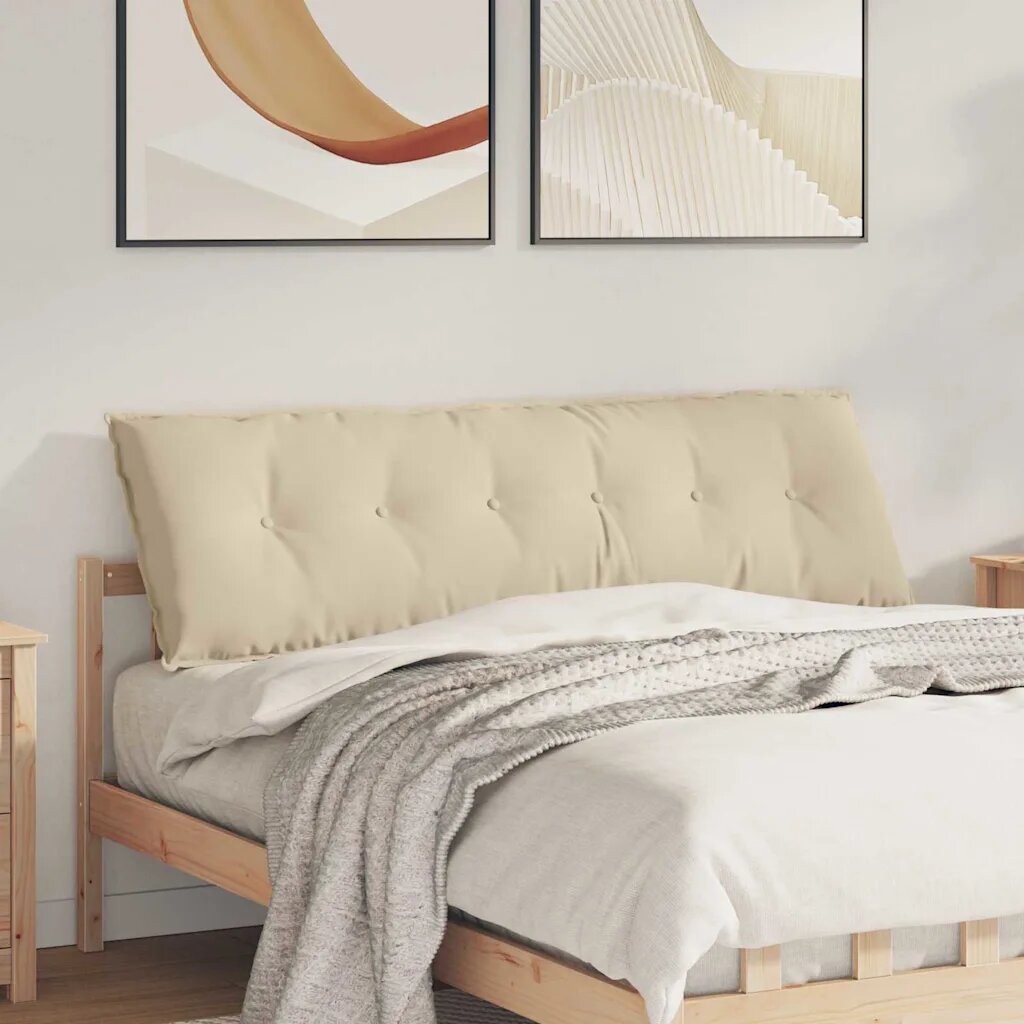 vidaXL Възглавница за гръб Кремаво 160 x 50 cm Микрофибърна тъкан