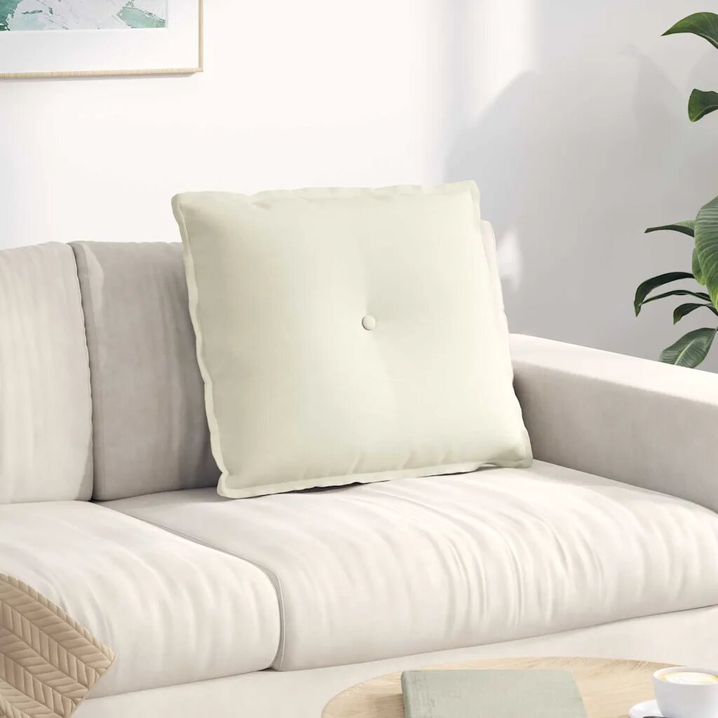 vidaXL Възглавница за гръб Кремаво 60 x 50 cm Кордюрова тъкан