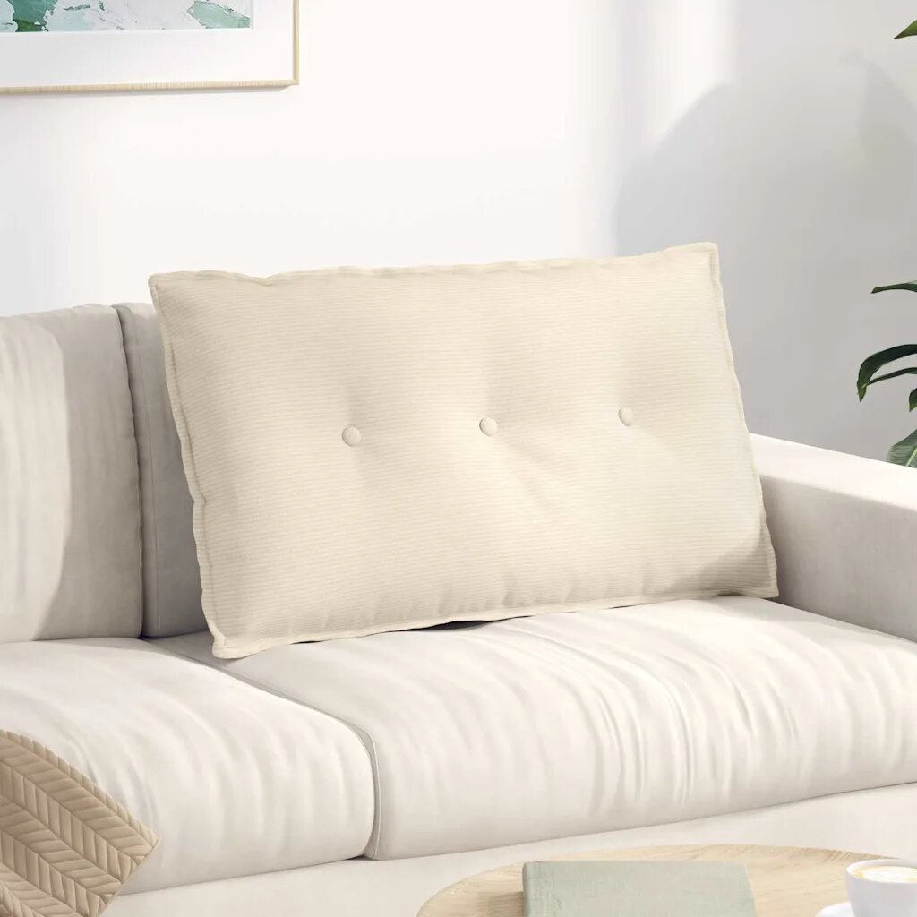 vidaXL Възглавница за гръб Кремаво 80 x 50 cm Кордюрова тъкан