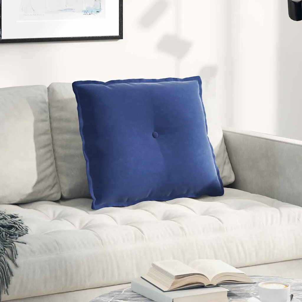 vidaXL Възглавница за гръб Полицейско синьо 60 x 50 cm Кордюрова тъкан