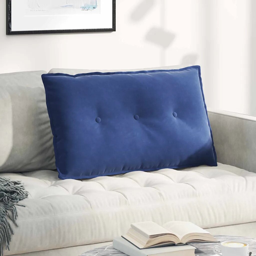vidaXL Възглавница за гръб Полицейско синьо 80 x 50 cm Кордюрова тъкан