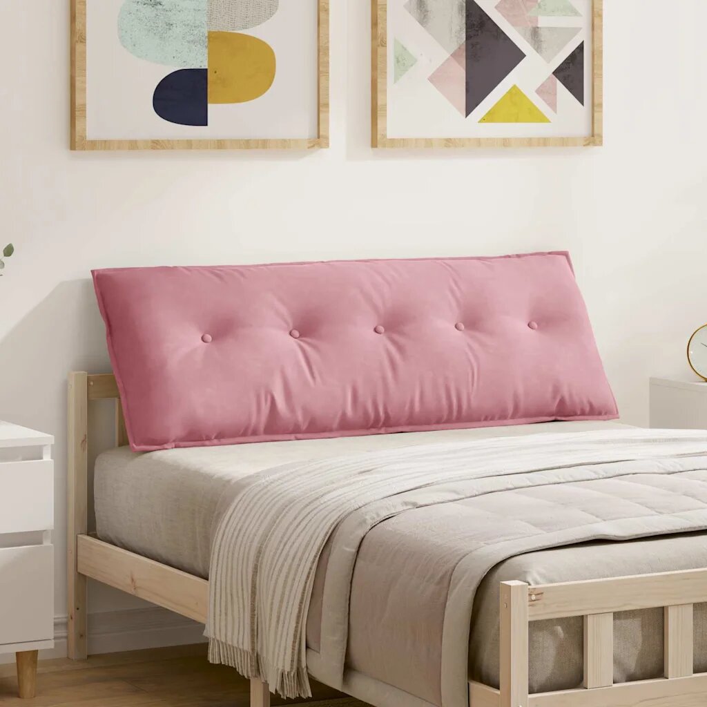 vidaXL Възглавница за гръб Розово 140 x 50 cm Кордюрова тъкан