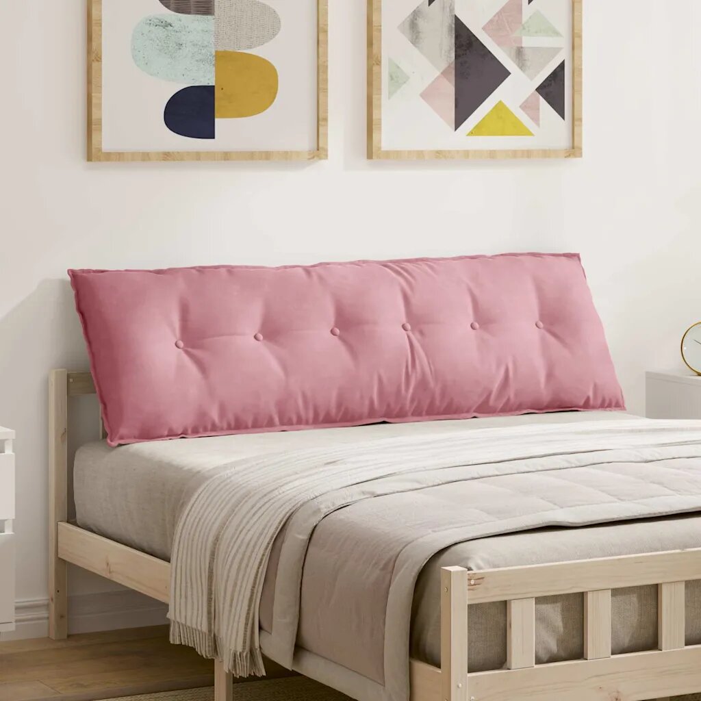 vidaXL Възглавница за гръб Розово 160 x 50 cm Кордюрова тъкан