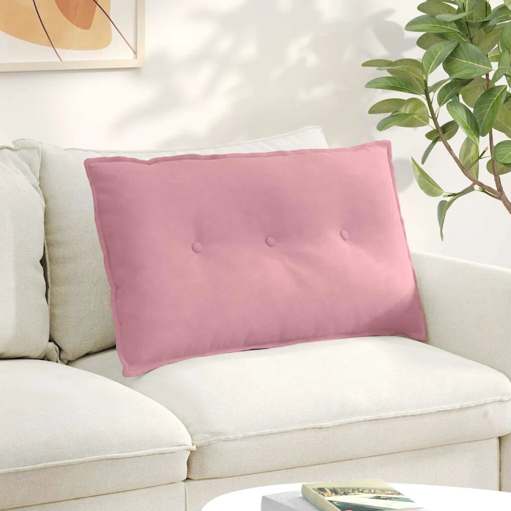 vidaXL Възглавница за гръб Розово 80 x 50 cm Кордюрова тъкан