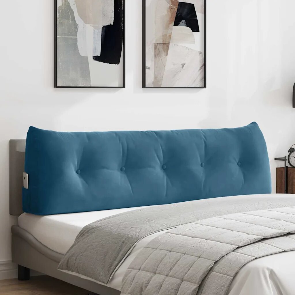 vidaXL Възглавница за гръб Синьо 160 x 24 x 50 см Кадифе