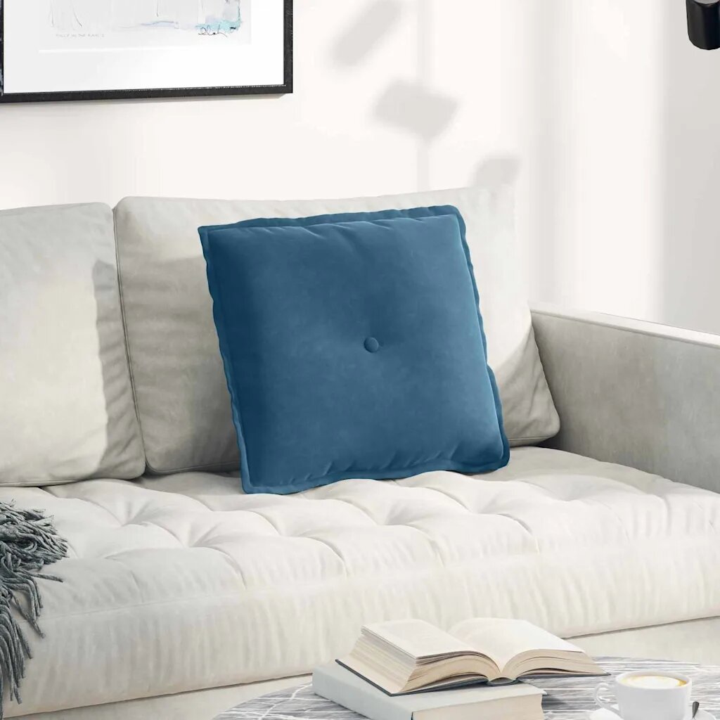 vidaXL Възглавница за гръб Синьо 50 x 45 см Кордюрова тъкан