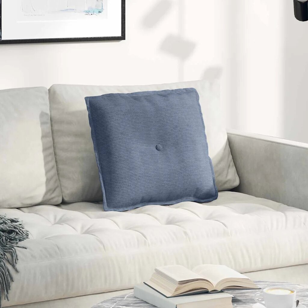 vidaXL Възглавница за гръб Синьо 50 x 45 см Кордюрова тъкан