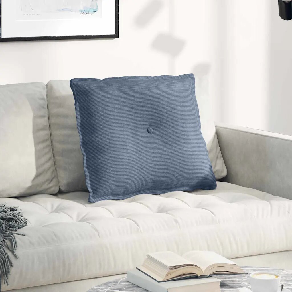 vidaXL Възглавница за гръб Синьо 60 x 50 cm Кордюрова тъкан