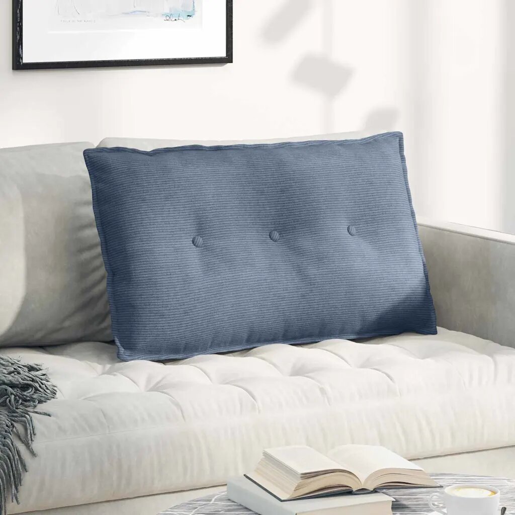 vidaXL Възглавница за гръб Синьо 80 x 50 cm Кордюрова тъкан