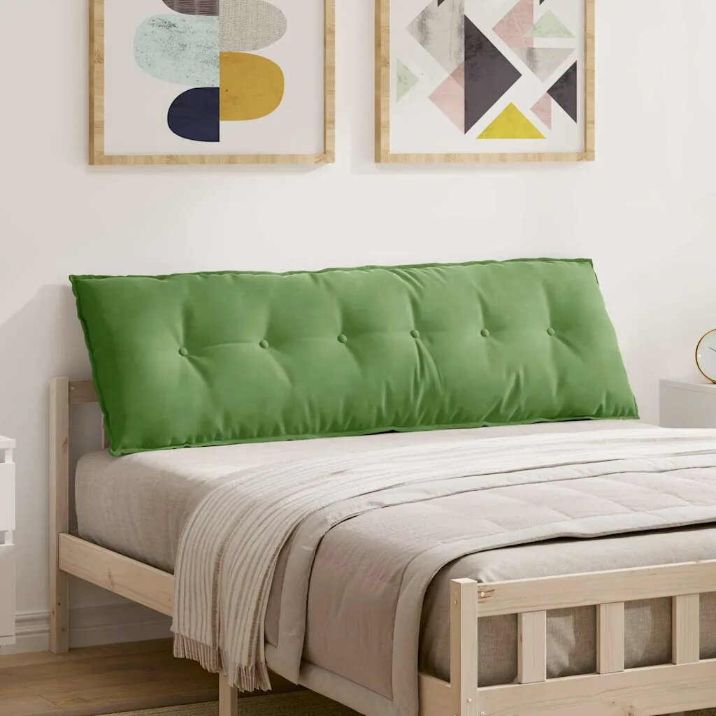 vidaXL Възглавница за гръб Светло зелено 160 x 50 cm Кордюрова тъкан