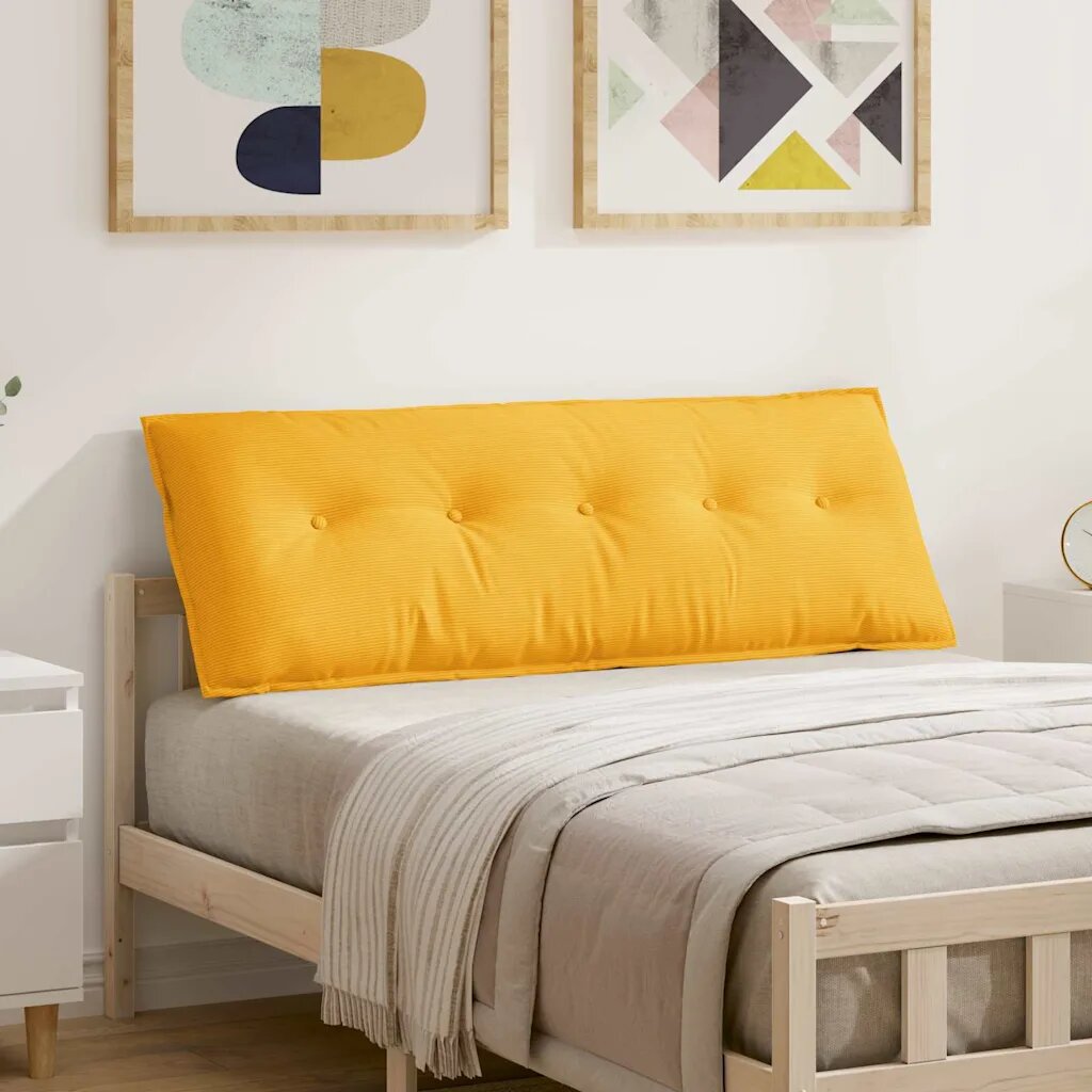 vidaXL Възглавница за гръб Светло жълто 140 x 50 cm Кордюрова тъкан