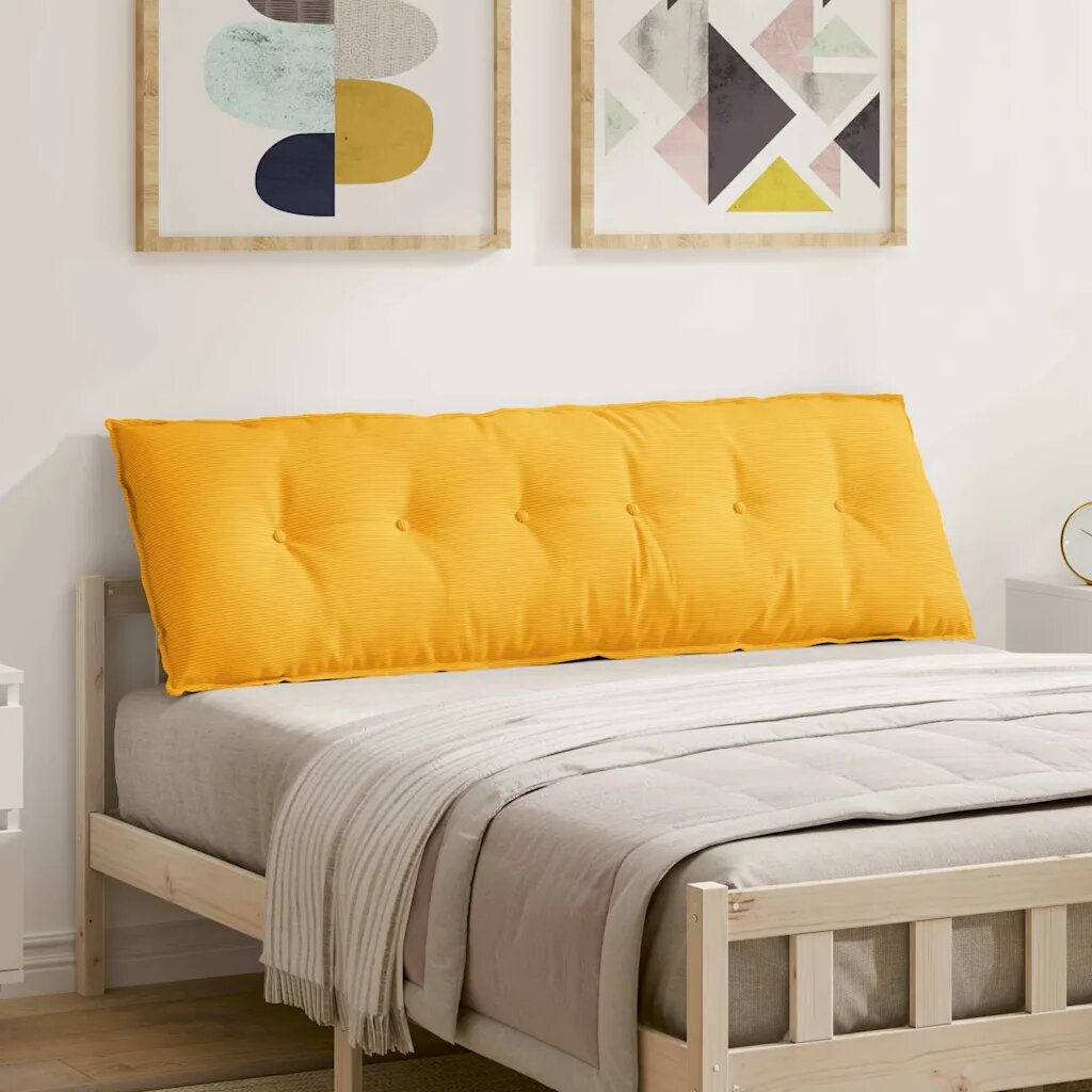 vidaXL Възглавница за гръб Светло жълто 160 x 50 cm Кордюрова тъкан