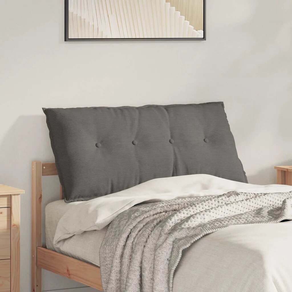 vidaXL Възглавница за гръб Светлосиво 100 x 50 x 19 cm Кордюрова тъкан