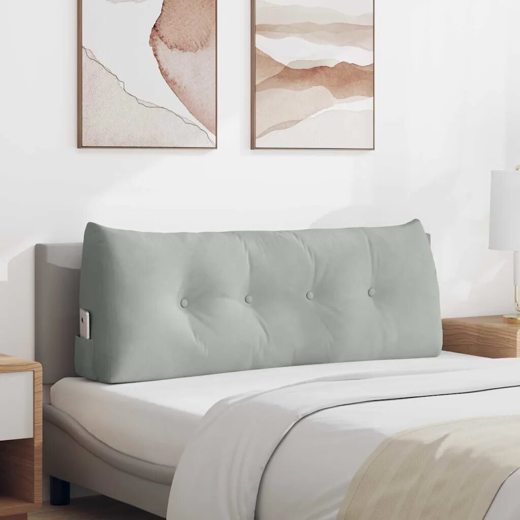 vidaXL Възглавница за гръб Светлосиво 120 x 50 x 24 cm Кадифе