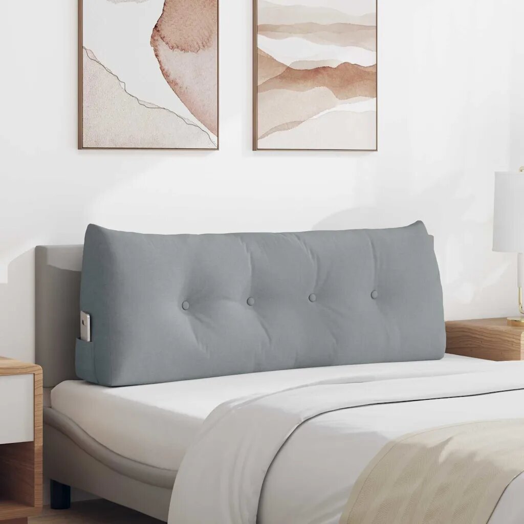 vidaXL Възглавница за гръб Светлосиво 120 x 50 x 24 cm текстил