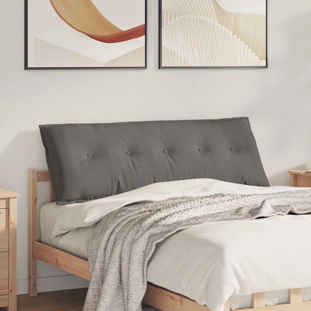 vidaXL Възглавница за гръб Светлосиво 140 x 50 cm Кордюрова тъкан